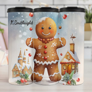 Lächelnder Lebkuchen-Winterzauber Thermosbecher