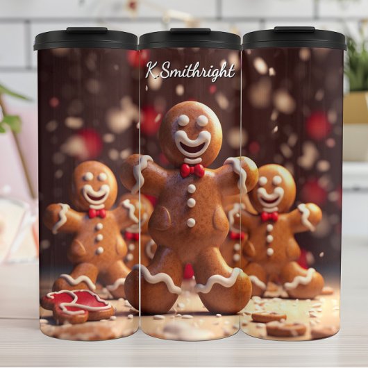 Lächelnder Lebkuchenmann Thermosbecher