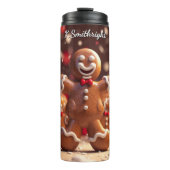 Lächelnder Lebkuchenmann Thermosbecher (Vorderseite)