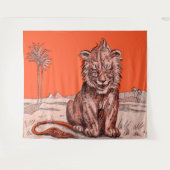 lächelnder Löwe Wandteppich (Vorderseite (Horizontal))