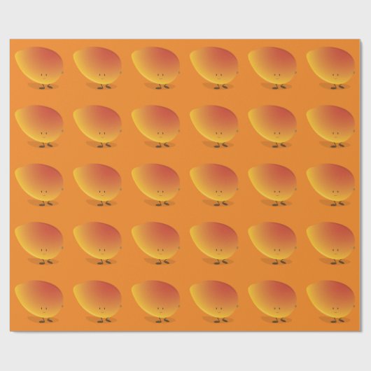 Lächelnder Mango-Charakter Geschenkpapier (Flach)