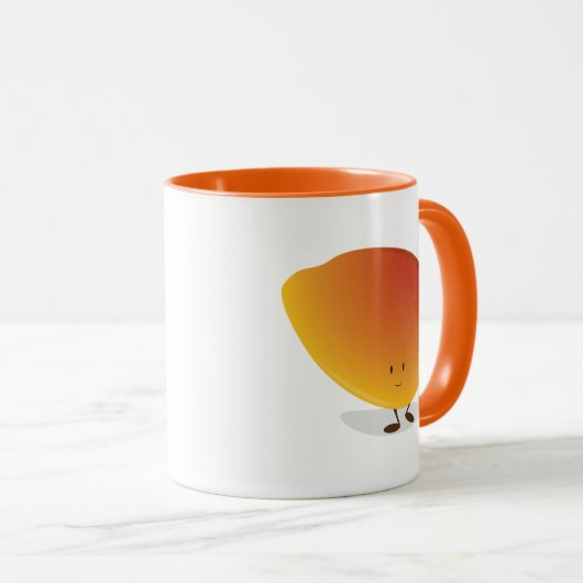 Lächelnder Mango-Charakter Tasse (VorderseiteRechts)