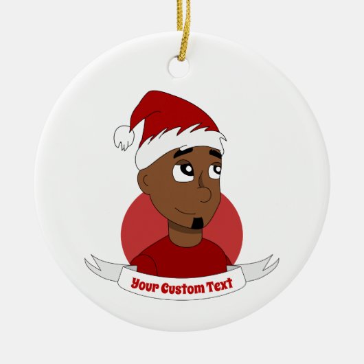 Lächelnder Mann Weihnachts-Cartoon Keramik Ornament (Vorne)