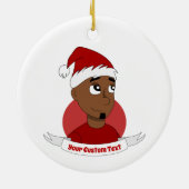 Lächelnder Mann Weihnachts-Cartoon Keramik Ornament (Hinten)