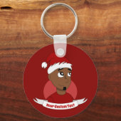 Lächelnder Mann Weihnachts-Cartoon Schlüsselanhänger (Vorderseite)