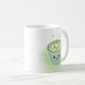 Lächelnder Matcha-Latte-Herz-Becher Kaffeetasse (VorderseiteRechts)