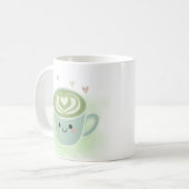 Lächelnder Matcha-Latte-Herz-Becher Kaffeetasse (Vorderseite Links)