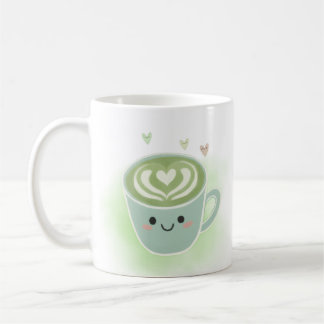 Lächelnder Matcha-Latte-Herz-Becher Kaffeetasse