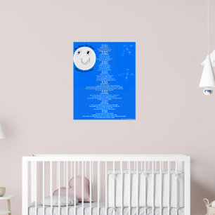 Lächelnder Mond Sterne Kinder Gedicht Groß Poster