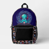 Lächelnder Octopus DJ, glücklicher Musikjung Bedruckter Rucksack (Vorderseite)