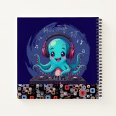 Lächelnder Octopus DJ, glücklicher Musikjung Notizblock (Rückseite)
