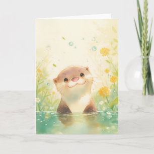 Lächelnder Otter auf einer Sonnenlichtwiese Karte