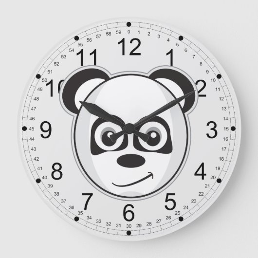 Lächelnder Panda Große Wanduhr (Vorderseite)