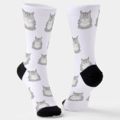 Lächelnder pausbäckiger Katzenmuster Socken (Gewinkelt)