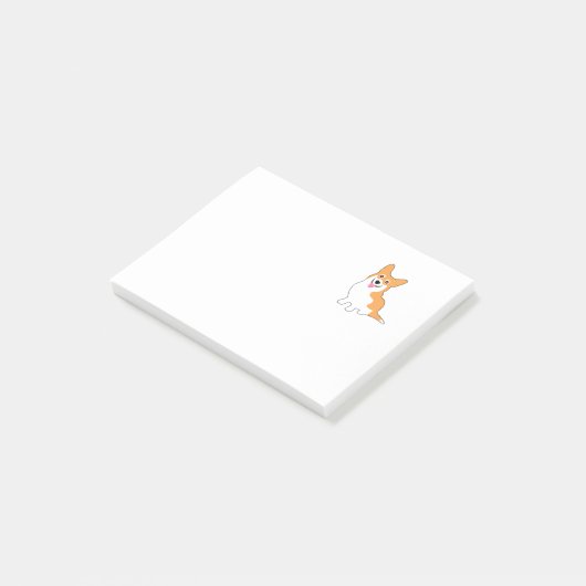 Lächelnder Pembroke-Walisercorgi-Cartoon Post-it Klebezettel (angewinkelt)