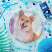 Lächelnder Pembroke-WaliserCorgi mit Ballonen Pappteller (Party)