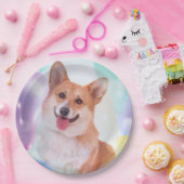 Lächelnder Pembroke-WaliserCorgi mit Ballonen Pappteller (Party)