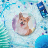 Lächelnder Pembroke-WaliserCorgi mit Ballonen Pappteller (Party)