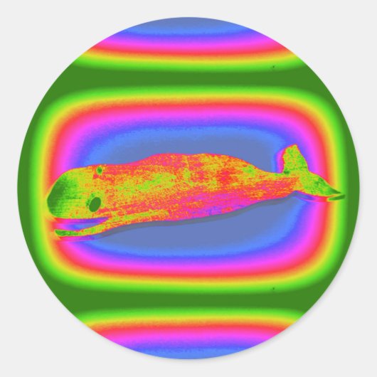 Lächelnder psychedelischer Wal-Aufkleber Runder Aufkleber (Vorderseite)