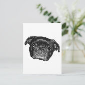 Lächelnder Pug Punkt Post Postkarte (Stehend Vorderseite)