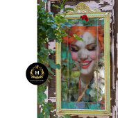 Lächelnder Redhead mit Lemon Cocktail Decoupage Seidenpapier