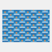 Lächelnder Rentierschneefall personalisiert blau Geschenkpapier Set (Vorderseite 3)