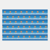 Lächelnder Rentierschneefall personalisiert blau Geschenkpapier Set (Vorderseite 2)