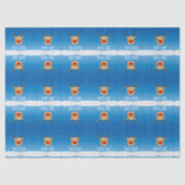 Lächelnder Rentierschneefall personalisiert blau Seidenpapier (Vorderseite)