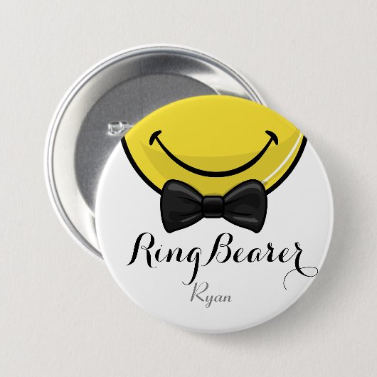 Lächelnder RingBearer Hochzeits-Knopf Button (Vorne & Hinten)