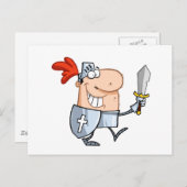 Lächelnder Ritter mit Schwert Postkarte (Vorne/Hinten)