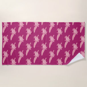 Lächelnder rosa Axolotl-Handtuch – süßes Kawaii-De Strandtuch