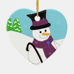 Lächelnder Schneemann Keramik Ornament