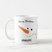 Lächelnder Schneemann mit langer Nase, frohe Weihn Kaffeetasse (Links)