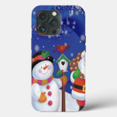 Lächelnder Schneemann und Weihnachtsmann Case-Mate iPhone Hülle (Rückseite)