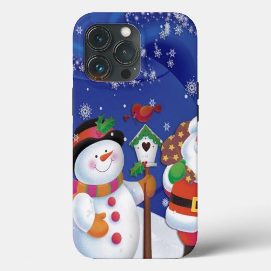 Lächelnder Schneemann und Weihnachtsmann Case-Mate iPhone Hülle (Rückseite)