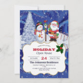 Lächelnder Schneemann und Weihnachtsmann Einladung (Vorderseite)