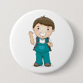 Lächelnder Schuljunge mit Rucksack Button (Vorderseite)