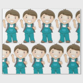 Lächelnder Schuljunge mit Rucksack Geschenkpapier (Flach)