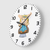Lächelnder Schuljunge mit Rucksack Große Wanduhr (Winkel)
