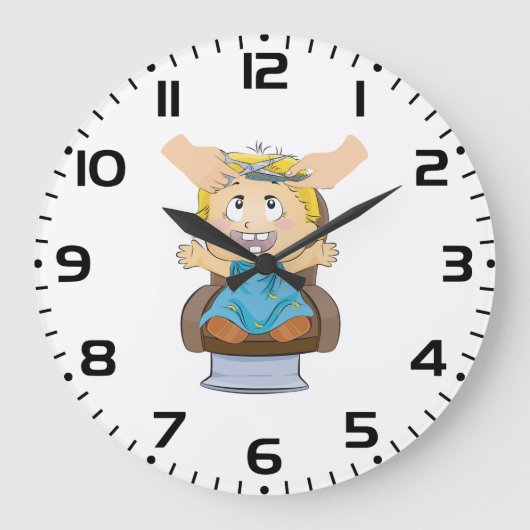 Lächelnder Schuljunge mit Rucksack Große Wanduhr (Vorderseite)