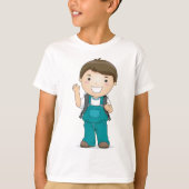 Lächelnder Schuljunge mit Rucksack T-Shirt (Vorderseite)