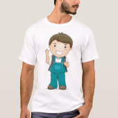 Lächelnder Schuljunge mit Rucksack T-Shirt (Vorderseite)