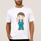 Lächelnder Schuljunge mit Rucksack T-Shirt (Vorderseite)