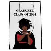 Lächelnder Schwarz-Weiß-Abschluss Mittlere Geschenktüte (Rückseite)