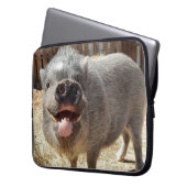 Lächelnder Schwein-Neopren-Laptop Sleeve 15 Zoll (Vorderseite Links)