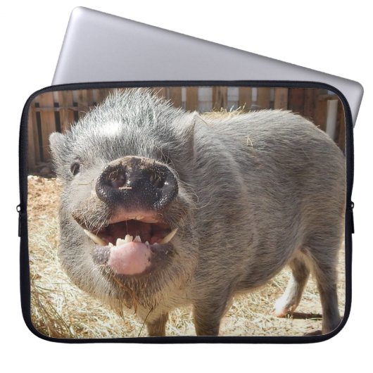 Lächelnder Schwein-Neopren-Laptop Sleeve 15 Zoll (Vorderseite)