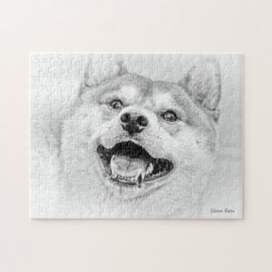 Lächelnder Shiba Inu Hund Puzzle