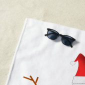 Lächelnder Snowman, rote Weihnachtsmannmütze, Strandtuch (Beispiel)