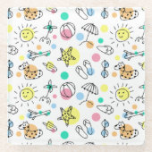 Lächelnder Sommerspass Niedlich Glasuntersetzer (Vorderseite)