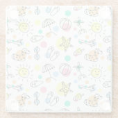 Lächelnder Sommerspass Niedlich Glasuntersetzer (Rückseite)